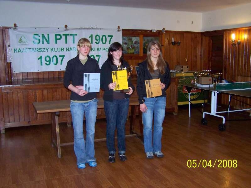 Finał PP 2008 — najlepsze kadetki. Od lewej: Maria Myślińska, Anna Tybor, Julia Wajda.