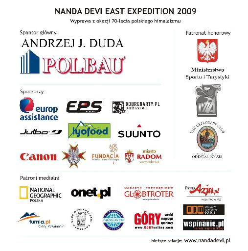 Sponsorzy Nanda Devi East Expedition 2009.