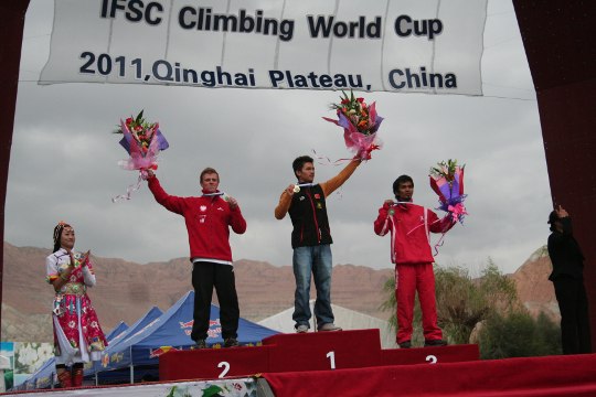 PŚ 2011 — Guide, Xining — Łukasz Świrk na 2. stopniu podium.