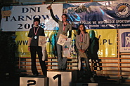 MPJ 2008, Tarnów - najlepsze juniorki młodsze w prowadzeniu: Karina Mirosław, Olga Karaśkiewicz i Patrycja Gawlas.