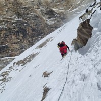 Adam Bielecki w trakcie wspinaczki na Annapurnę