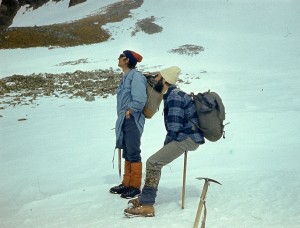 Andrzej Matuszyk (z lewej) w Dolinie Wielickiej, 1977 rok (fot. Michał Kochańczyk)