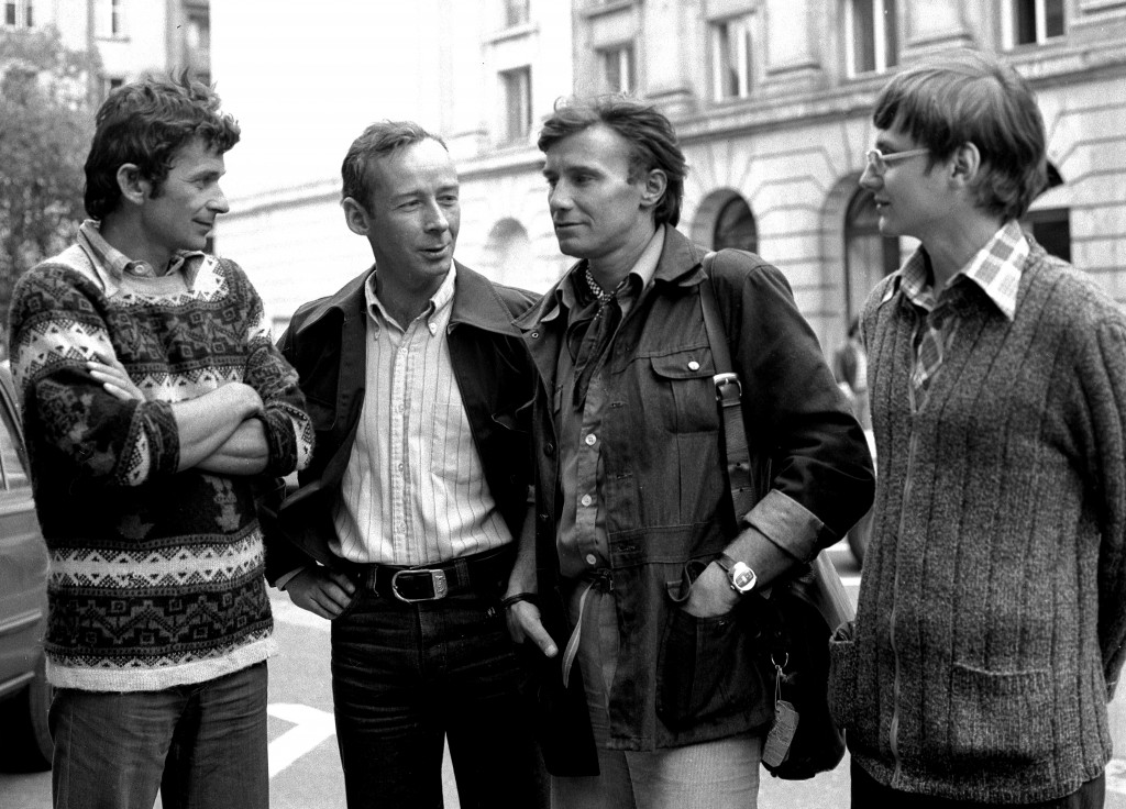 Eugeniusz Chrobak, Andrzej Paczkowski, Wojciech Wróż, Zbyszek Kowalewski, czerwiec 1978, Warszawa. Fot. Józef Nyka