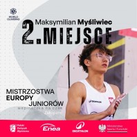Maksymilian Myśliwiec wicemistrzem Europy we wspinaczce na czas.
